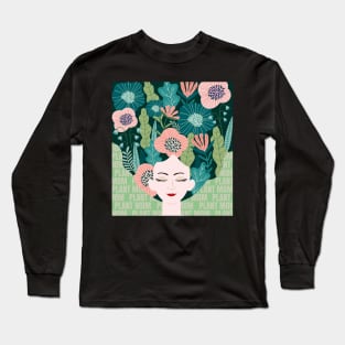 Plant Mom Plant Lady colorful plant design Long Sleeve T-Shirt